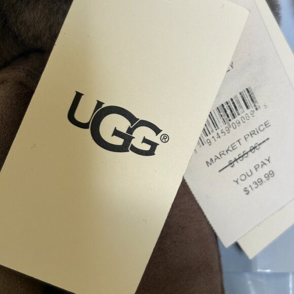 UGG Sz L Classic Perforated Genuine Shearling Warm Gloves Stormy Grey $155 main image 7